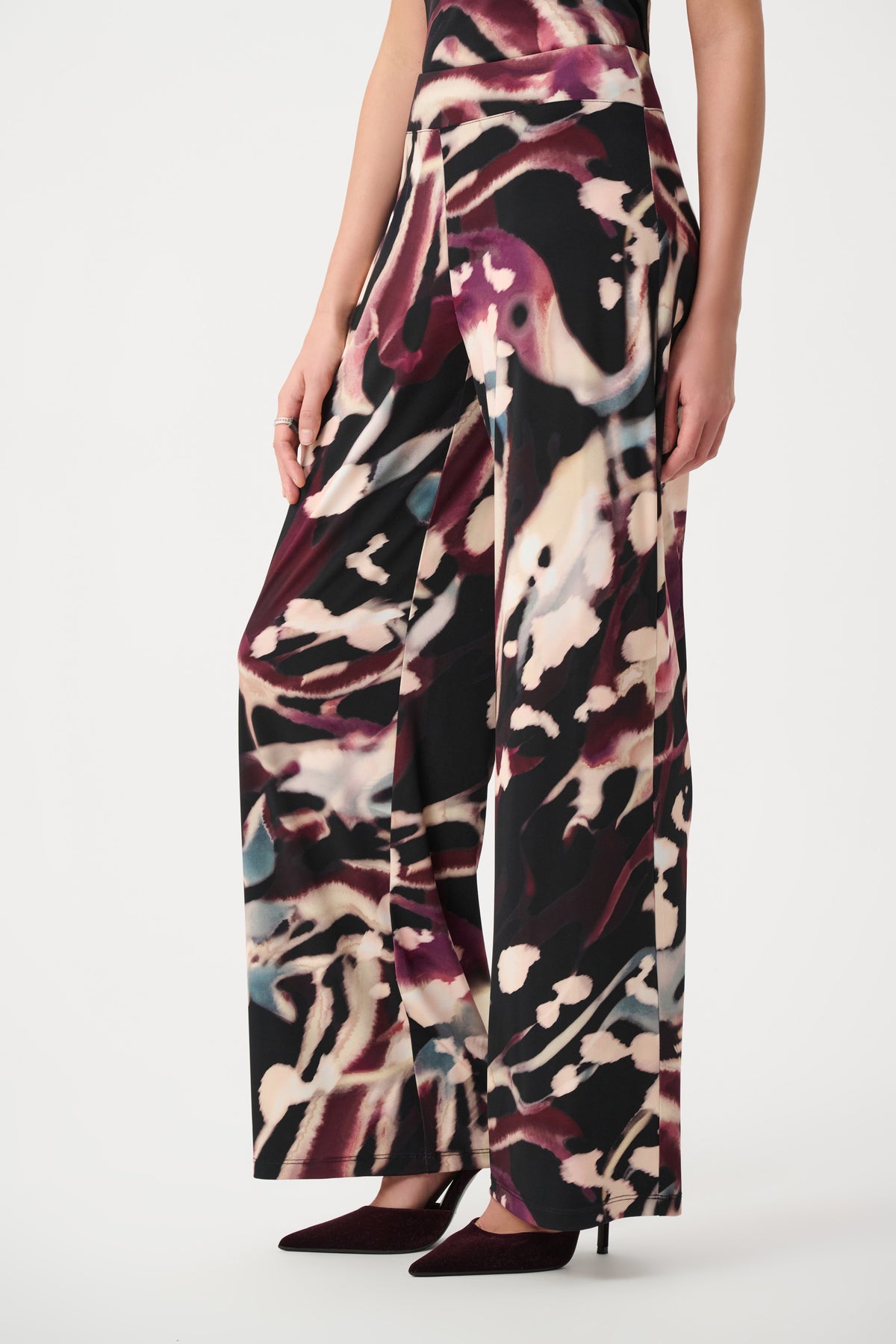 Signature by Joseph Ribkoff Wide Leg Pant in Black Cherry 263749
