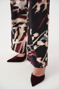 Signature by Joseph Ribkoff Wide Leg Pant in Black Cherry 263749