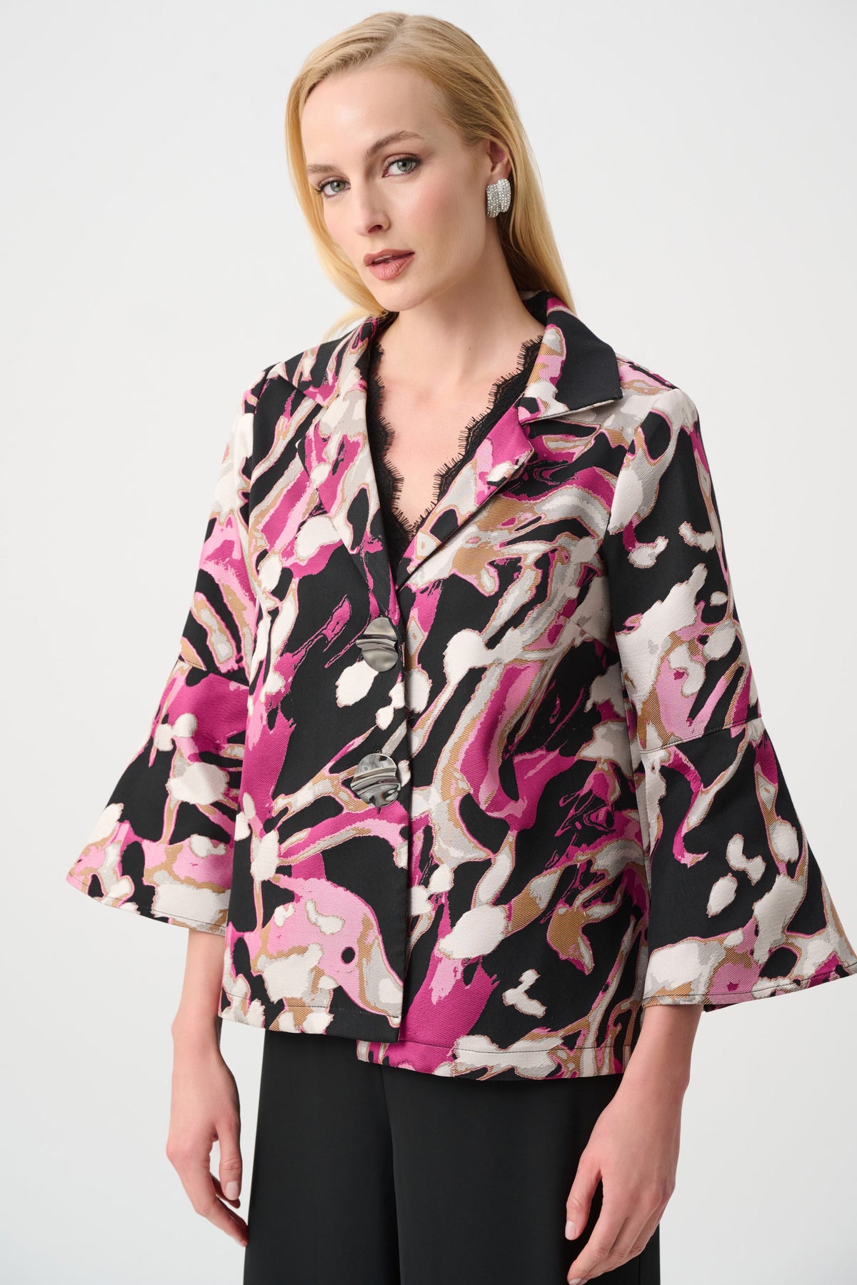 Signature byJoseph Ribkoff Jacket in Black Pink 263759