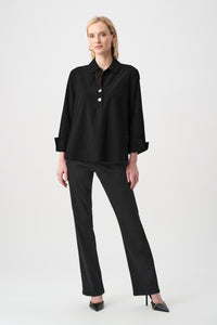 Joseph Ribkoff Stretch Poplin Top in Black 263928