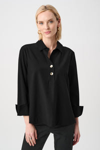 Joseph Ribkoff Stretch Poplin Top in Black 263928