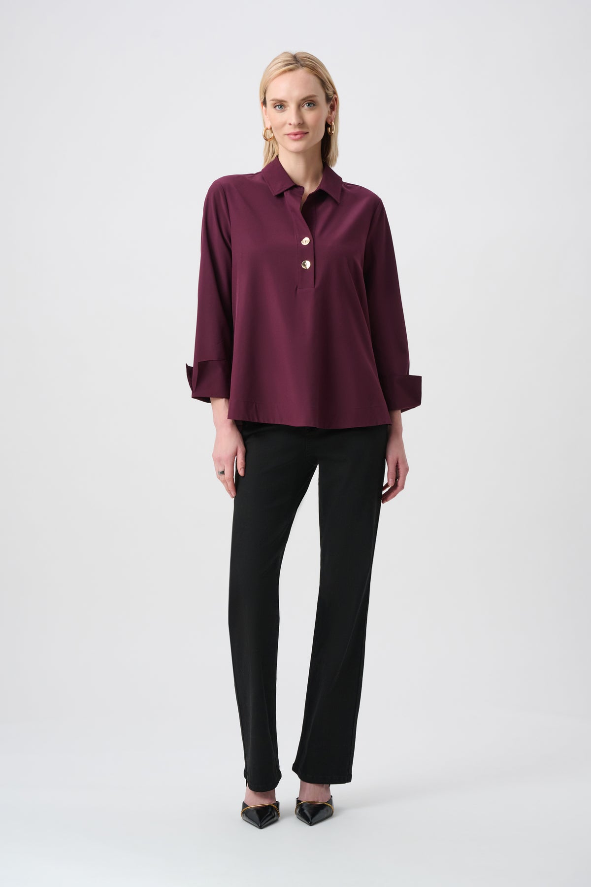 Joseph Ribkoff Stretch Poplin Top in Elderberry 263928