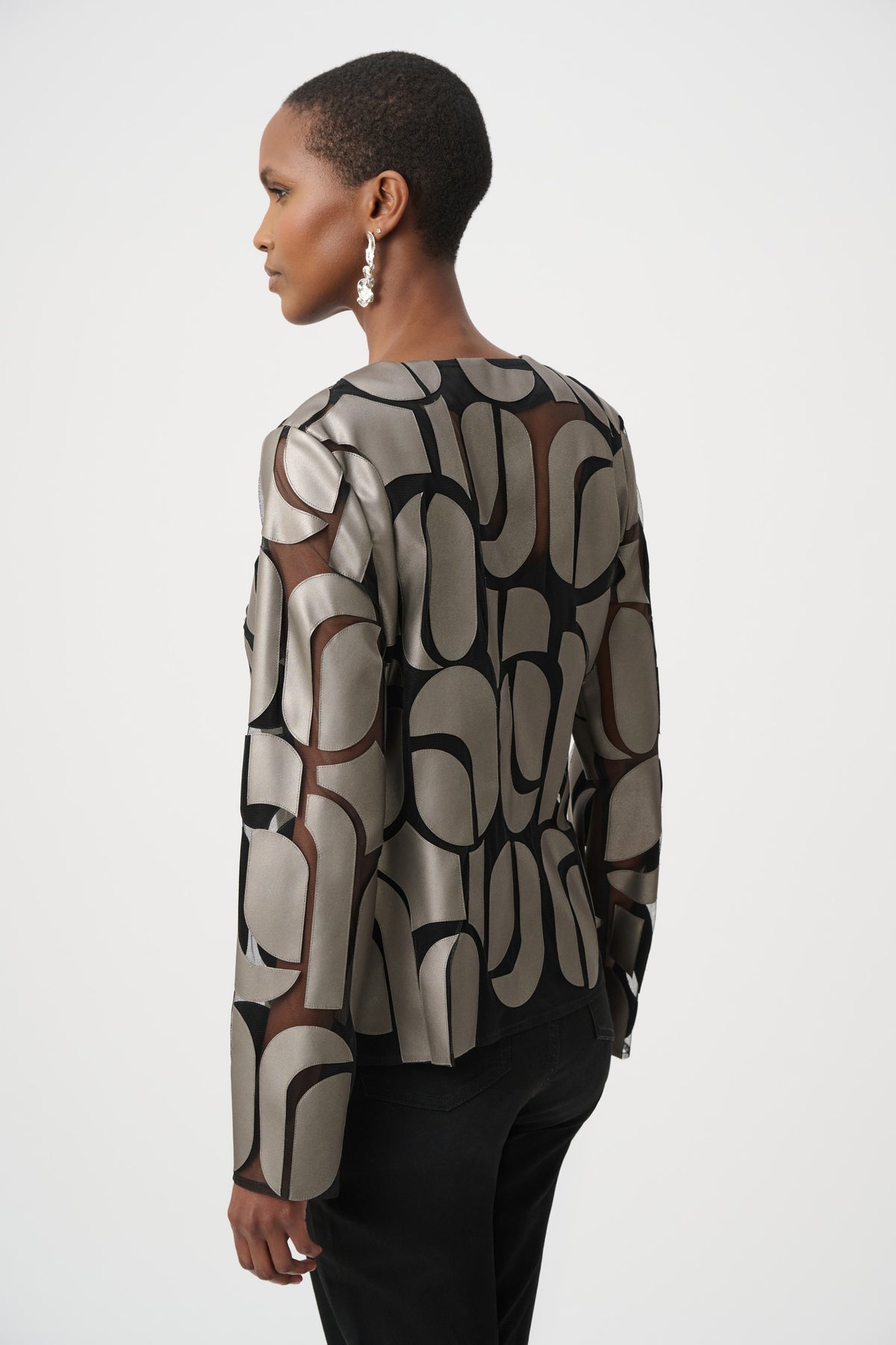 Joseph Ribkoff Leatherette Jacket in Gunmetal Black 263964