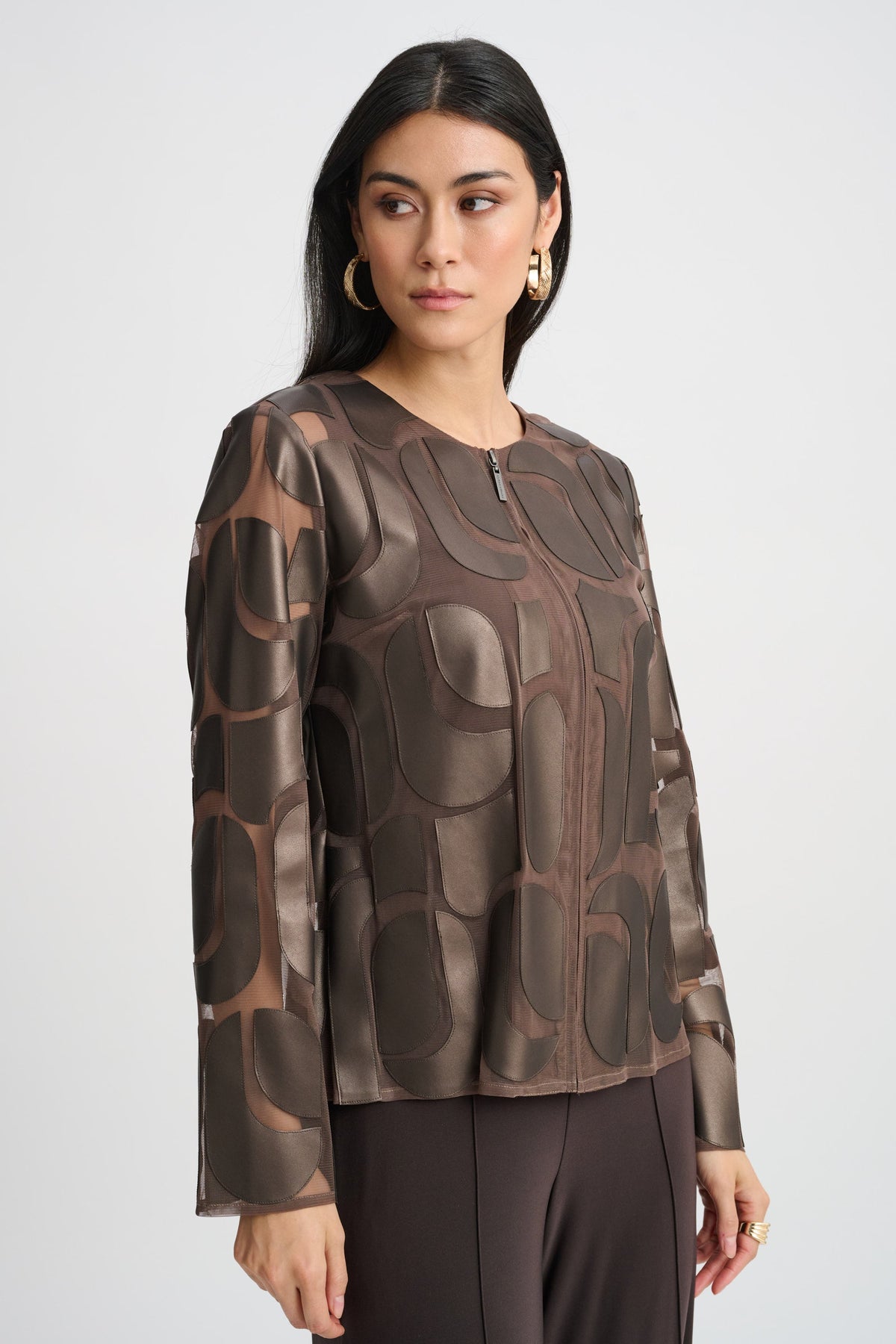 Joseph Ribkoff Leatherette Jacket in Bronze 263964