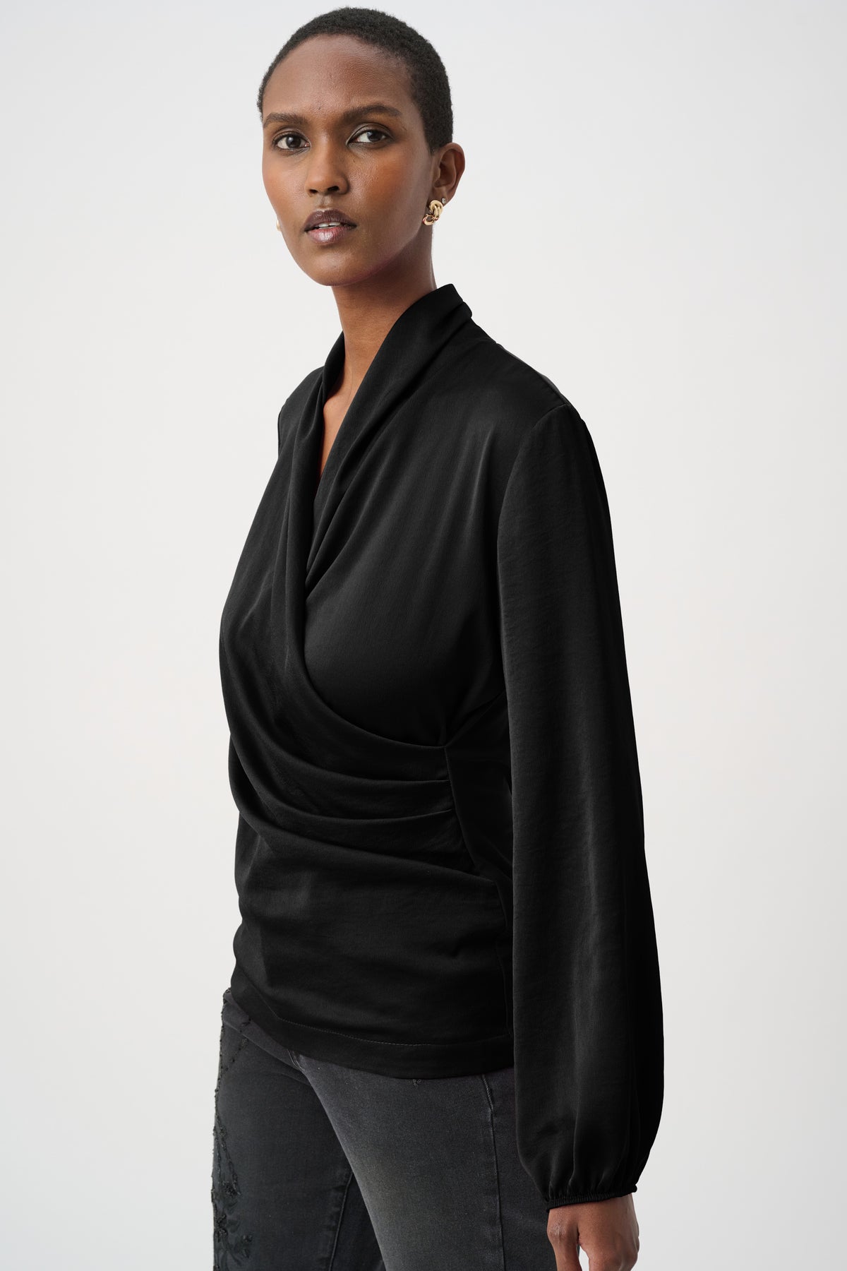 Joseph Ribkoff Satin Top in Black 264026