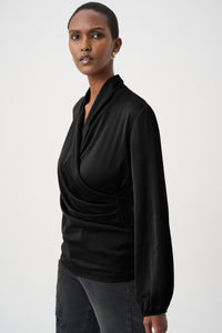 Joseph Ribkoff Satin Top in Black 264026