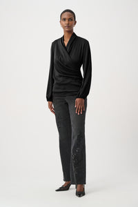 Joseph Ribkoff Satin Top in Black 264026