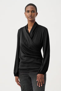 Joseph Ribkoff Satin Top in Black 264026