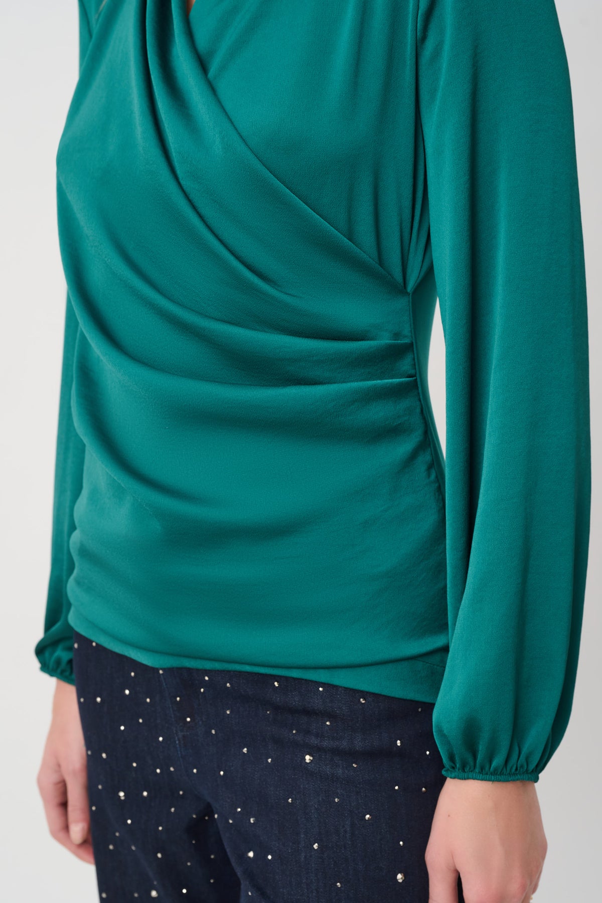 Joseph Ribkoff Satin Top in Opulent Green 264026