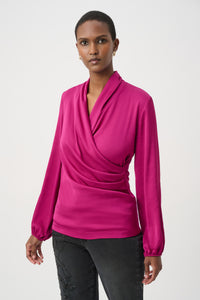 Joseph Ribkoff Satin Top in Deep Magenta 264026