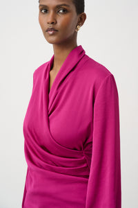 Joseph Ribkoff Satin Top in Deep Magenta 264026