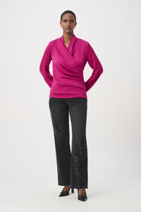 Joseph Ribkoff Satin Top in Deep Magenta 264026