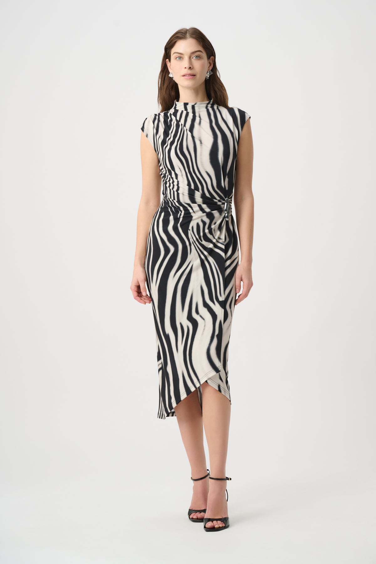 Joseph Ribkoff Drape Dress in Black White 264051