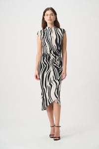 Joseph Ribkoff Drape Dress in Black White 264051