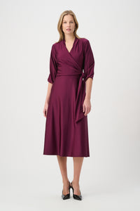 Joseph Ribkoff Satin Wrap Dress in Elderberry 264070