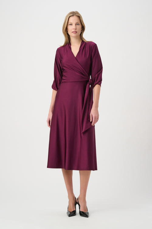 Joseph Ribkoff Satin Wrap Dress in Elderberry 264070