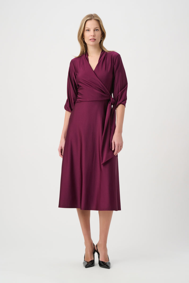 Joseph Ribkoff Satin Wrap Dress in Elderberry 264070