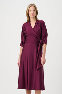Joseph Ribkoff Satin Wrap Dress in Elderberry 264070