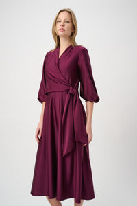 Joseph Ribkoff Satin Wrap Dress in Elderberry 264070
