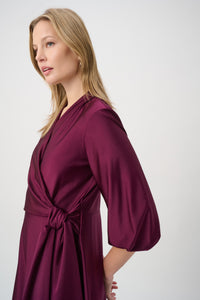 Joseph Ribkoff Satin Wrap Dress in Elderberry 264070