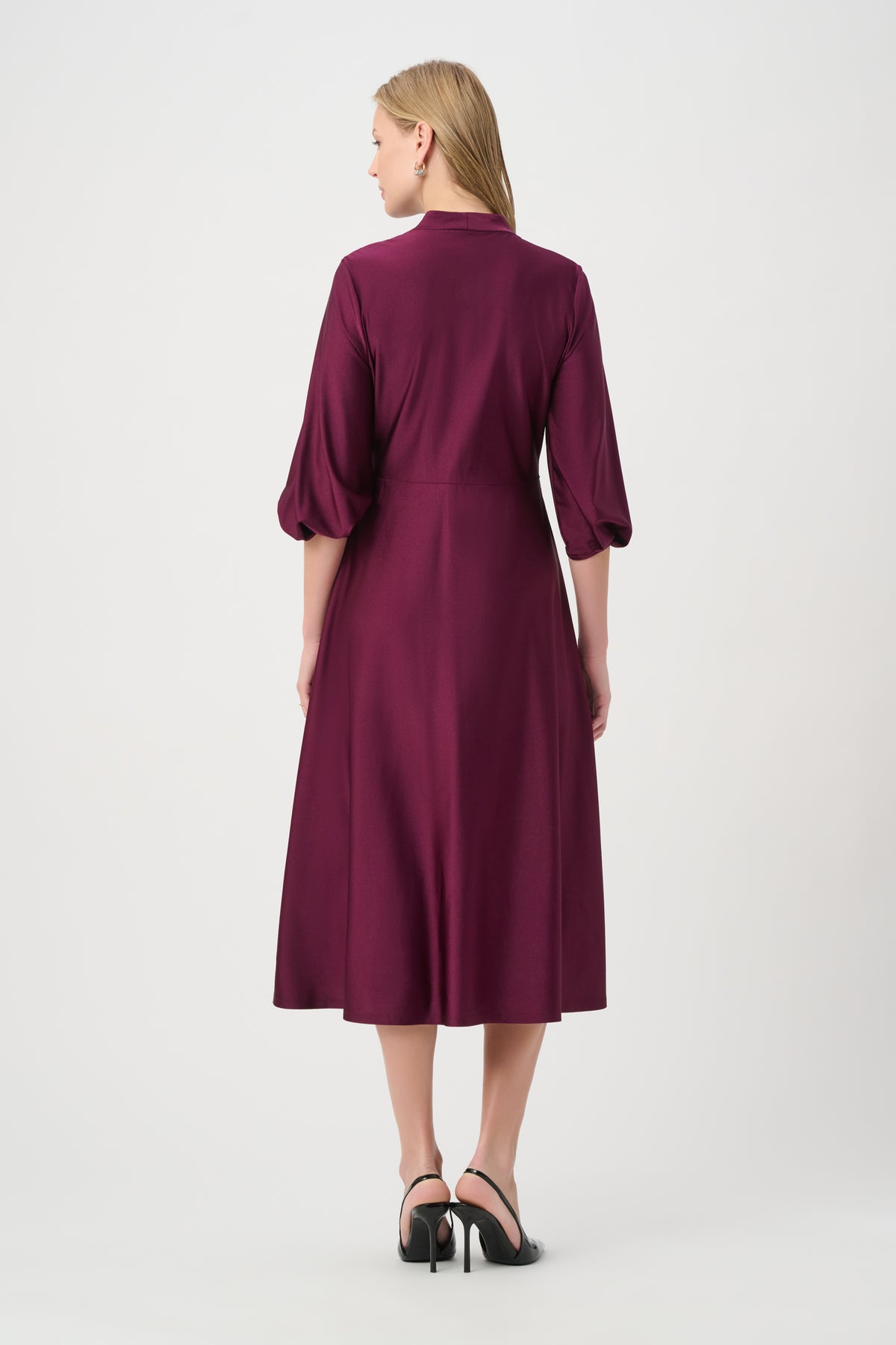 Joseph Ribkoff Satin Wrap Dress in Elderberry 264070