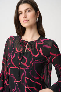 Joseph Ribkoff Tie Neck Top in Black Cherry 264115