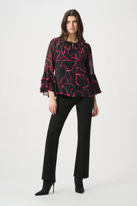 Joseph Ribkoff Tie Neck Top in Black Cherry 264115