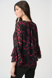 Joseph Ribkoff Tie Neck Top in Black Cherry 264115