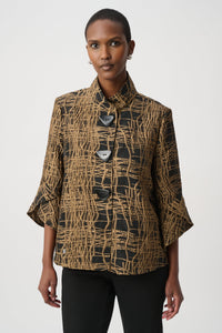 Joseph Ribkoff Jacquard Jacket in Black Gold 264127