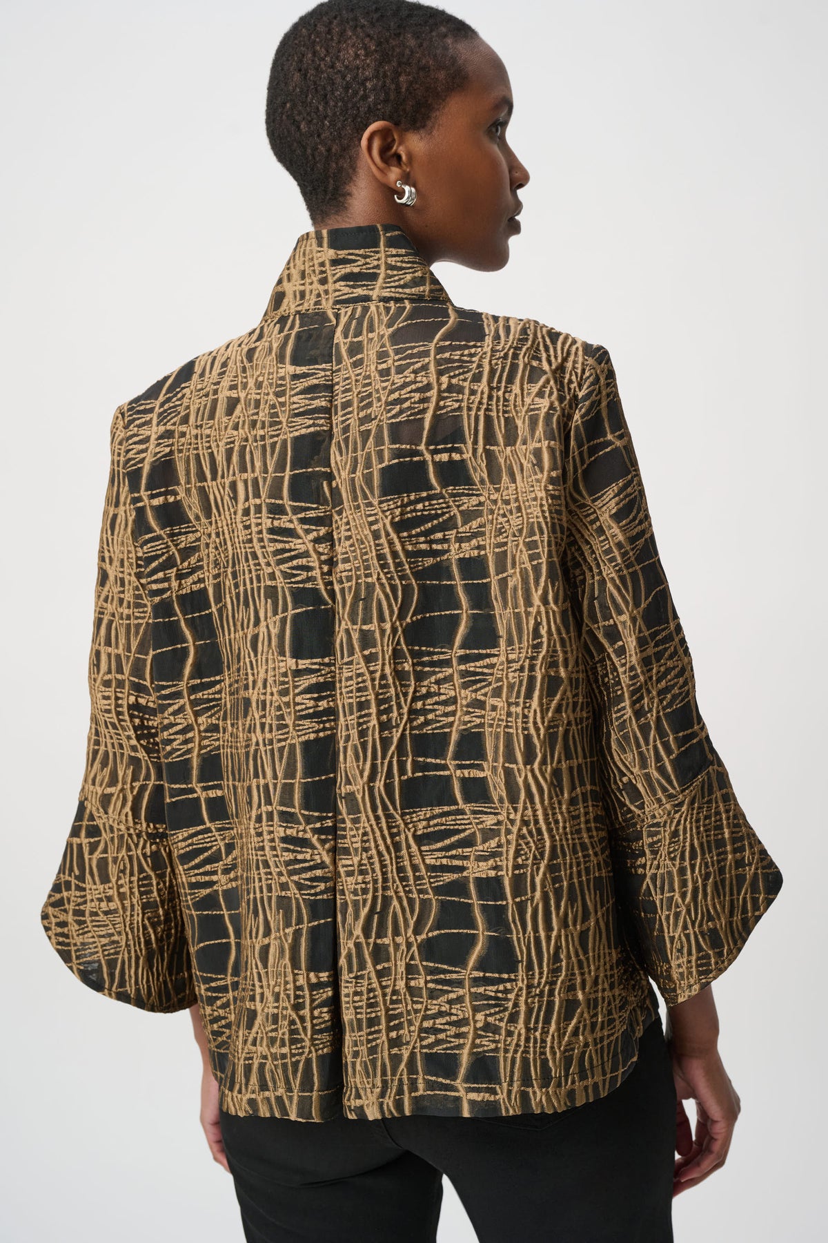 Joseph Ribkoff Jacquard Jacket in Black Gold 264127