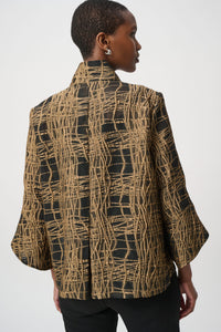 Joseph Ribkoff Jacquard Jacket in Black Gold 264127