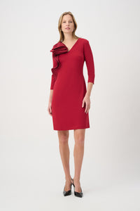 Joseph Ribkoff Ruffle Dress in Deep Cherry 264152