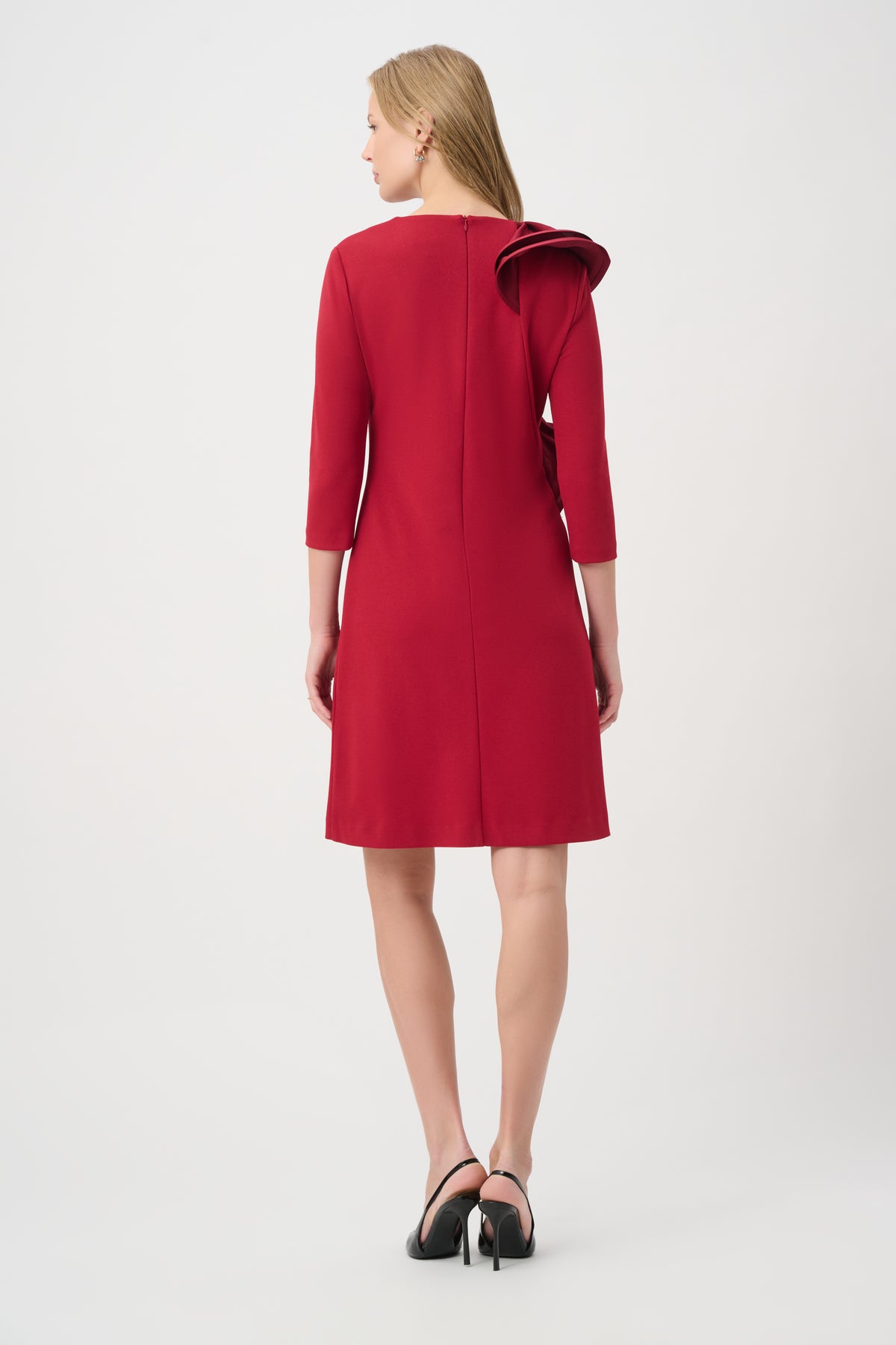 Joseph Ribkoff Ruffle Dress in Deep Cherry 264152