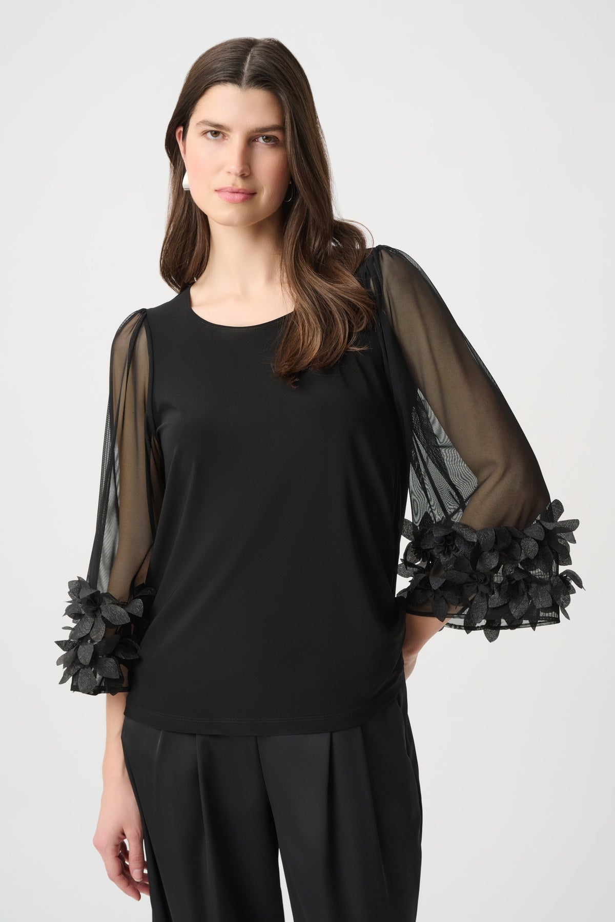 Joseph Ribkoff Bell Sleeve Top in Black 264189