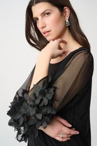 Joseph Ribkoff Bell Sleeve Top in Black 264189