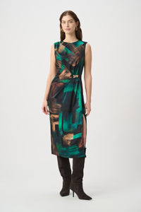 Joseph Ribkoff Satin Dress in Black Jade Bronze 264202