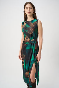 Joseph Ribkoff Satin Dress in Black Jade Bronze 264202