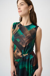 Joseph Ribkoff Satin Dress in Black Jade Bronze 264202