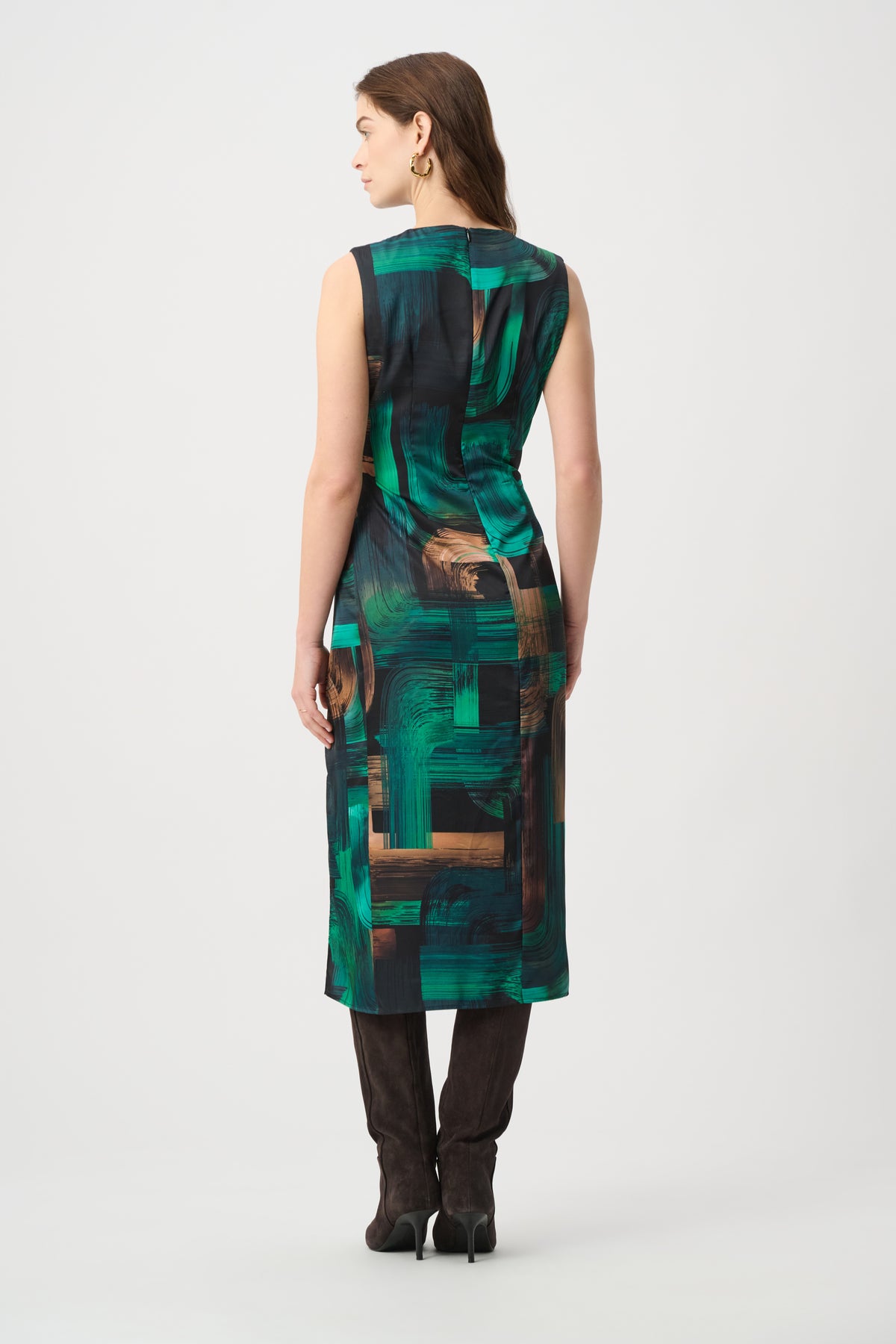 Joseph Ribkoff Satin Dress in Black Jade Bronze 264202