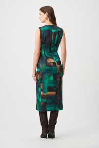 Joseph Ribkoff Satin Dress in Black Jade Bronze 264202
