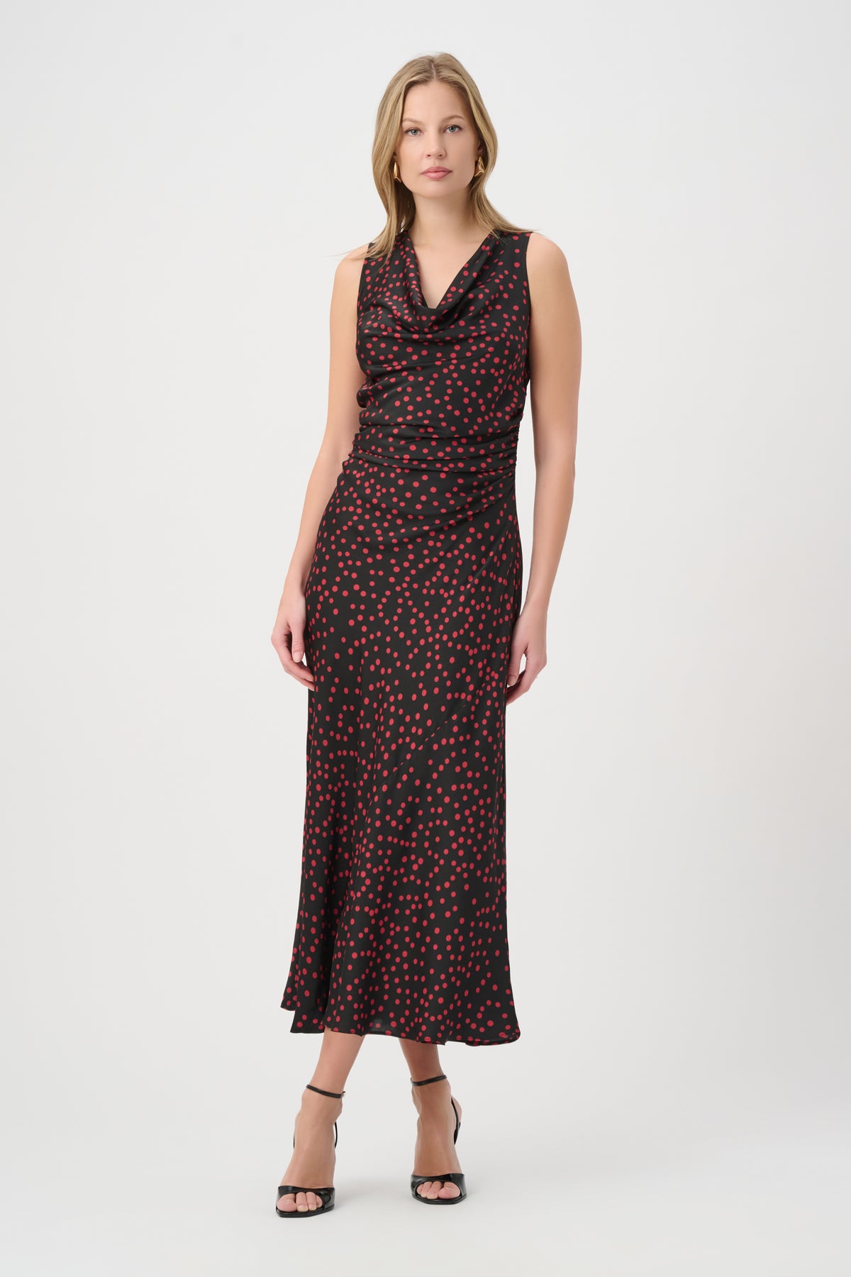 Joseph Ribkoff Satin Dress in Black Deep Cherry 264210