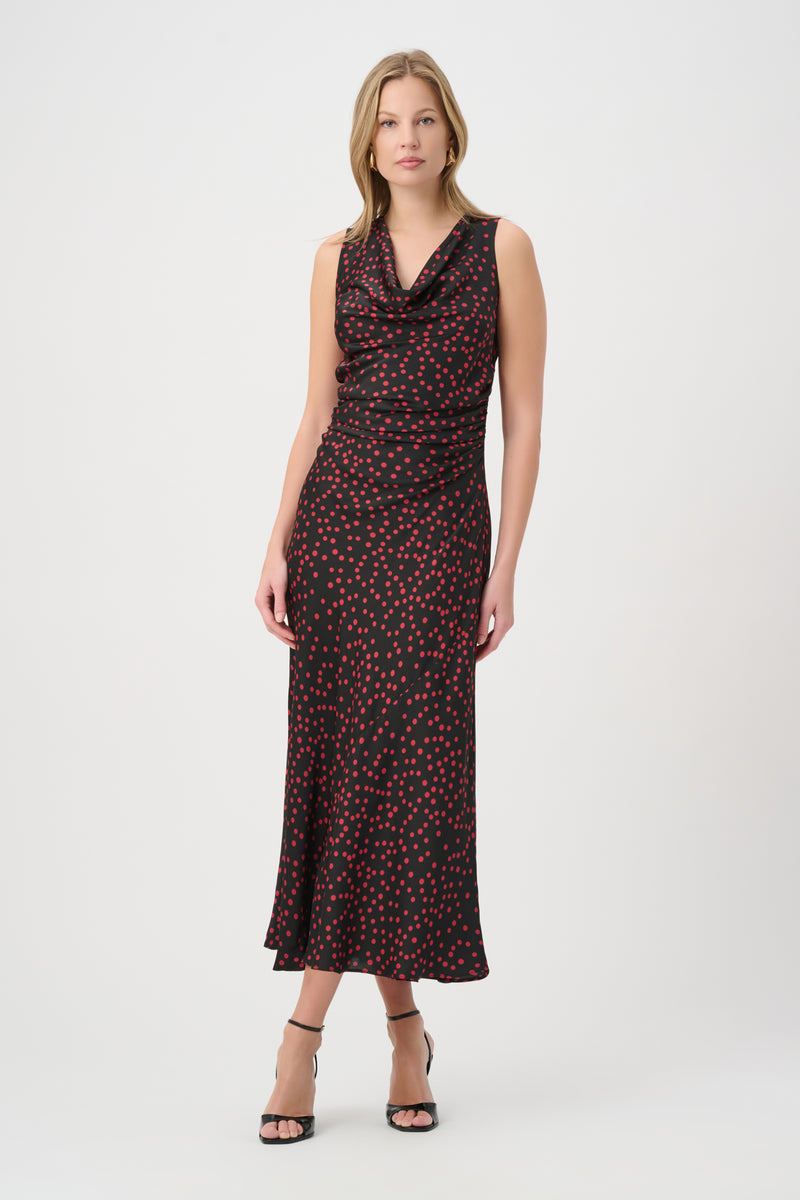 Joseph Ribkoff Satin Dress in Black Deep Cherry 264210