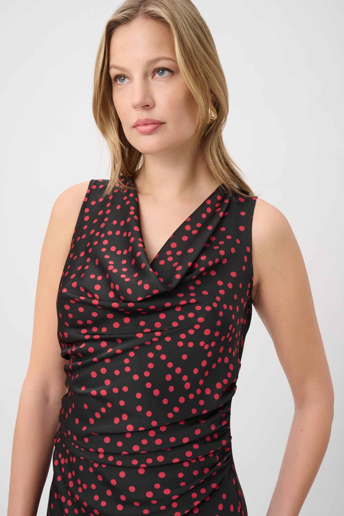 Joseph Ribkoff Satin Dress in Black Deep Cherry 264210