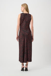 Joseph Ribkoff Satin Dress in Black Deep Cherry 264210