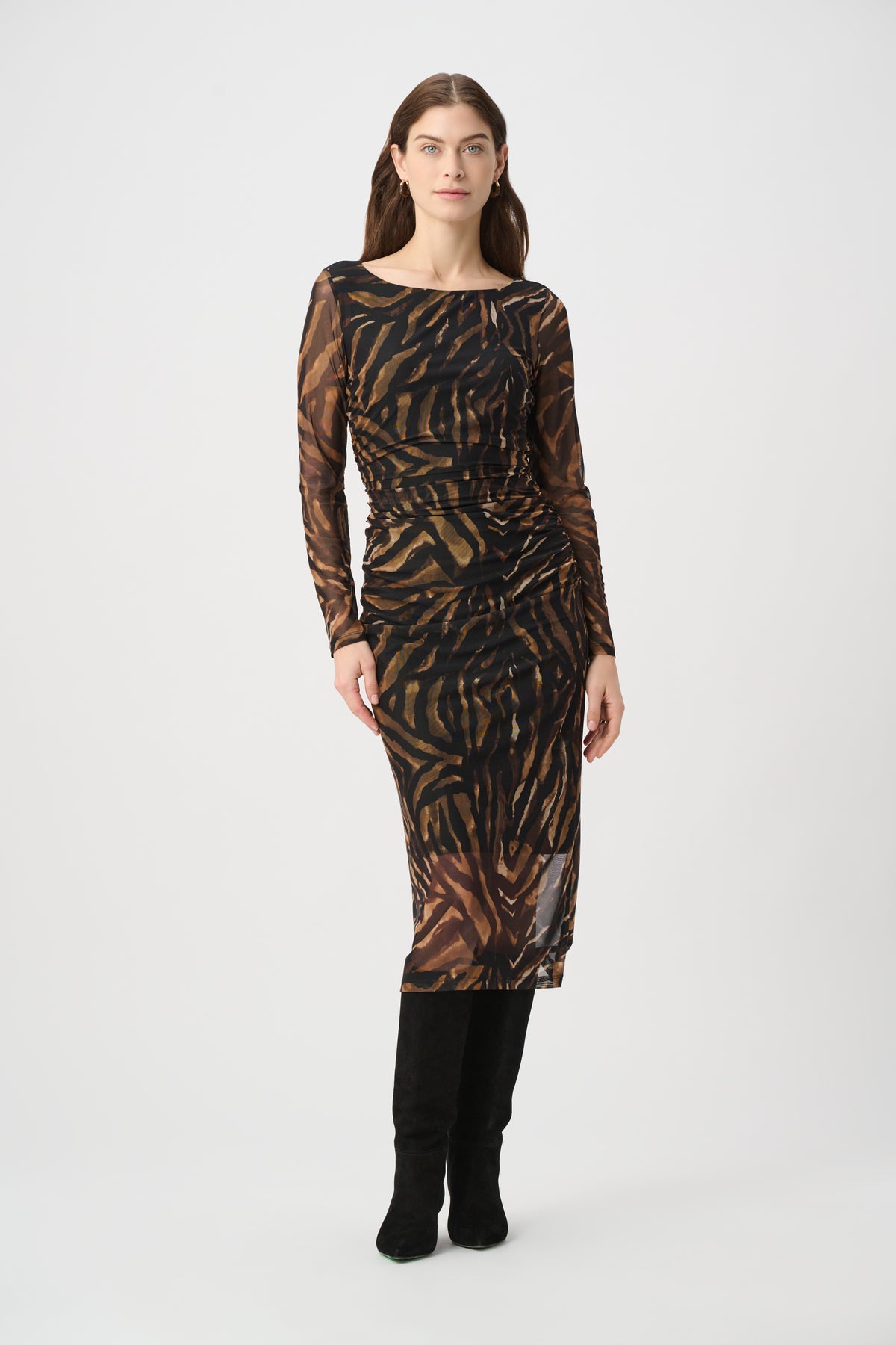 Joseph Ribkoff Mesh Dress in Black Brown 264211