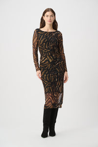 Joseph Ribkoff Mesh Dress in Black Brown 264211