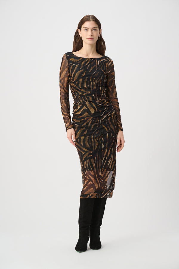 Joseph Ribkoff Mesh Dress in Black Brown 264211