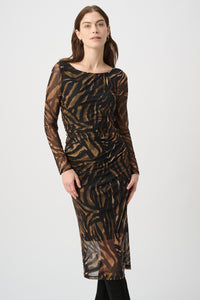 Joseph Ribkoff Mesh Dress in Black Brown 264211