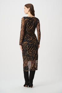 Joseph Ribkoff Mesh Dress in Black Brown 264211