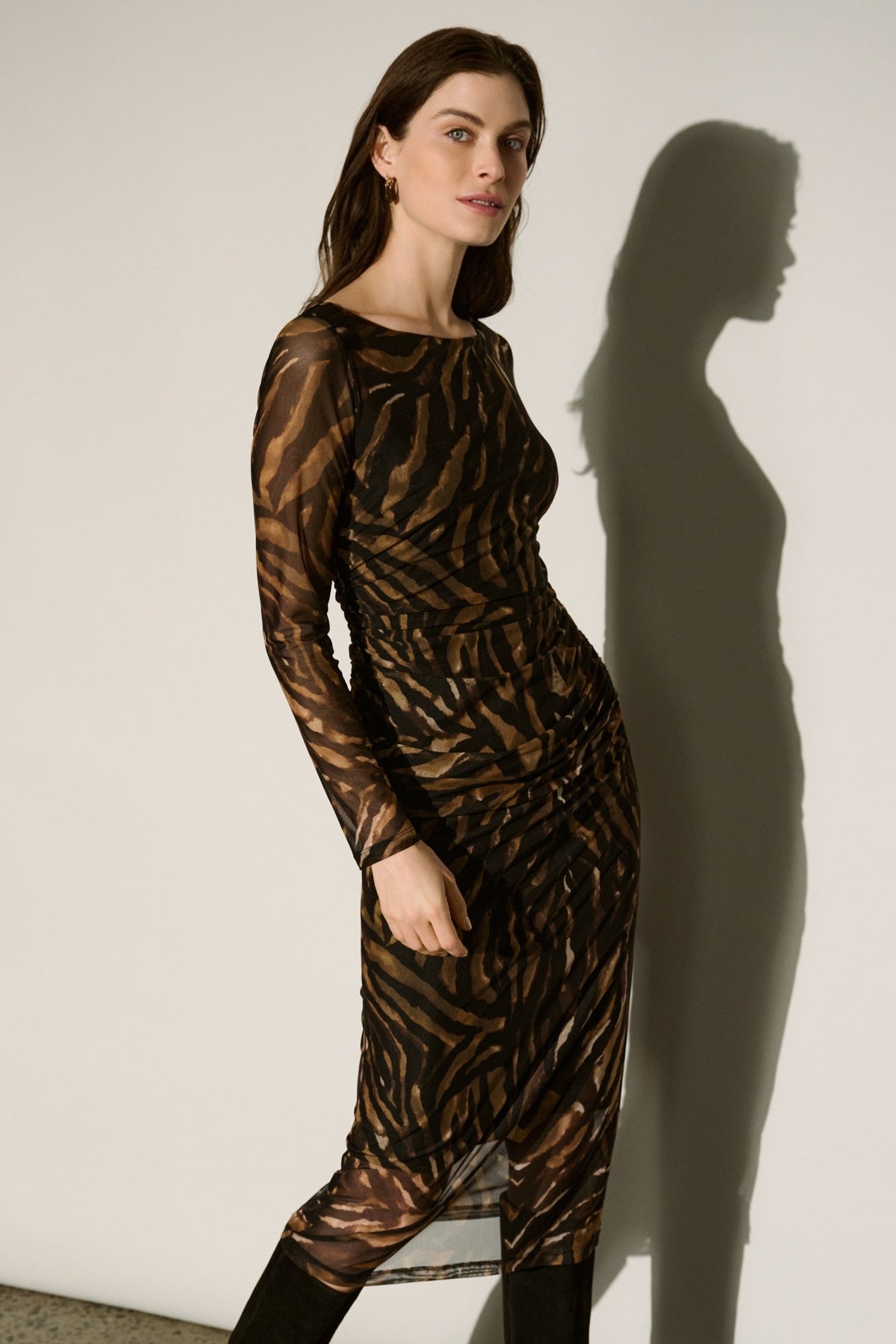 Joseph Ribkoff Mesh Dress in Black Brown 264211